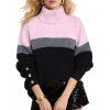 Pull colorblock col roulé manches longues pull décontracté - multicolor XXL | US 14
