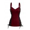 Débardeur bandage pour femme, style corset vintage, colorblock, à l'avant - Rouge Vineux XXL | US 14