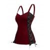Bandage Tank Top Women Vintage Corset Colorblock Front Cami Top