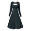 Robe mi-longue texturée à manches longues et à découpes de couleur unie - Vert profond XL | US 10
