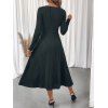 Robe mi-longue texturée à manches longues et à découpes de couleur unie - Vert profond XL | US 10