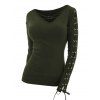 Gothic Women Outfit Crisscross V Neck Lace Up Top and Lace Up Buckle Pants Set - Vert profond S | US 4