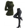 Gothic Women Outfit Crisscross V Neck Lace Up Top and Lace Up Buckle Pants Set - Vert profond S | US 4