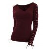 Gothic Women Outfit Crisscross V Neck Lace Up Top and Lace Up Buckle Pants Set - Rouge Vineux S | US 4