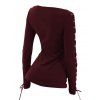 Gothic Women Outfit Crisscross V Neck Lace Up Top and Lace Up Buckle Pants Set - Rouge Vineux S | US 4