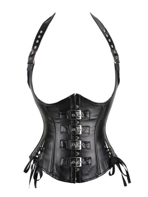 Corset gothique à lacets et boucle style punk