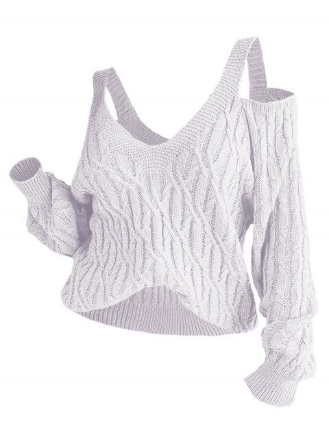 Pull tricoté de couleur unie, épaules dénudées, manches lanternes