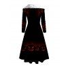Robe à capuche gothique d'Halloween à lacets et imprimé citrouille grimaçante - Noir XL | US 12