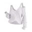 Pull tricoté de couleur unie, épaules dénudées, manches lanternes - Blanc S | US 4