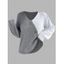 Pull à boutons fantaisie de couleur contrastée et haut à manches lanternes - Gris S | US 4