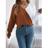 Pull à boutons fantaisie de couleur contrastée et haut à manches lanternes - café L | US 8