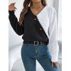 Pull à boutons fantaisie de couleur contrastée et haut à manches lanternes - Noir L | US 8-10