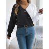 Pull à boutons fantaisie de couleur contrastée et haut à manches lanternes - Noir L | US 8-10