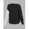 Pull à boutons fantaisie de couleur contrastée et haut à manches lanternes - Noir L | US 8-10