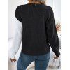 Pull à boutons fantaisie de couleur contrastée et haut à manches lanternes - Noir L | US 8-10