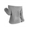 Pull à épaules dénudées de couleur unie, haut en tricot ajouré - Gris L | US 8