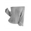 Pull à épaules dénudées de couleur unie, haut en tricot ajouré - Gris L | US 8