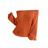 Pull à épaules dénudées de couleur unie, haut en tricot ajouré - Orange L | US 8