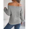 Pull à épaules dénudées de couleur unie, haut en tricot ajouré - Gris L | US 8