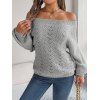 Pull à épaules dénudées de couleur unie, haut en tricot ajouré - Gris L | US 8