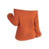 Pull à épaules dénudées de couleur unie, haut en tricot ajouré - Orange L | US 8