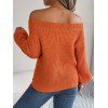 Pull à épaules dénudées de couleur unie, haut en tricot ajouré - Orange L | US 8