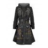 Robe à capuche gothique, imprimé 3D, mini-robe à lacets et cordons de serrage - Noir XXXXXL | US 20