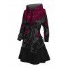 Robe à capuche gothique à imprimé feuilles de roses, mini-robe à lacets et cordons de serrage - Noir XXL | US 14