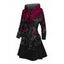 Robe à capuche gothique à imprimé feuilles de roses, mini-robe à lacets et cordons de serrage - Noir XXL | US 14