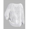 Pull en tricot de couleur unie à col carré et manches lanternes à faux boutons - Blanc S | US 4