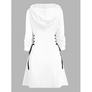 Halloween Gothic Hoodie Dress Skull Letter Print Lace Up Drawstrings Dress