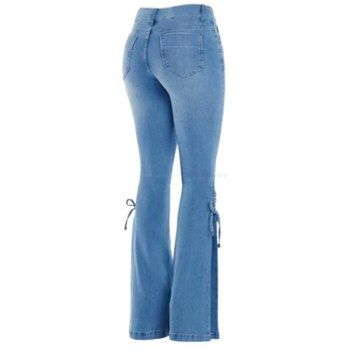 Women Outfit Cable Knit Off the Shoulder Sweater and Demin Flare Jeans Set