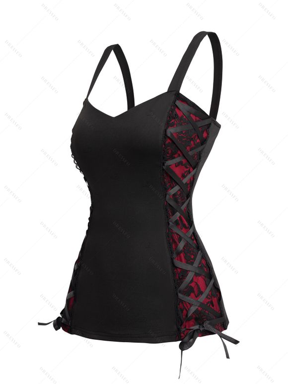 Women Outfit Bandage Women Corset Tank Top and Grommet Leggings Set - Noir S | US 4