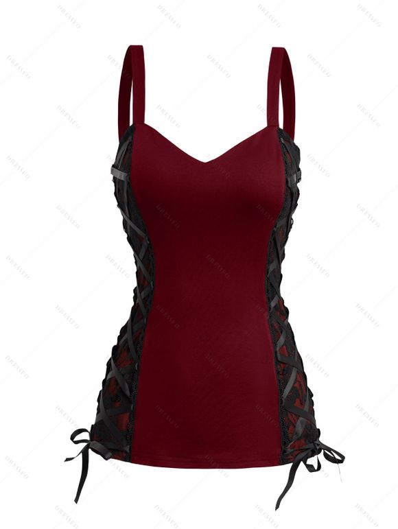 Women Outfit Bandage Women Corset Tank Top and Grommet Leggings Set - Rouge Vineux S | US 4