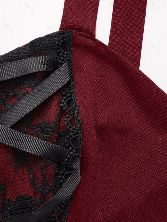 Women Outfit Bandage Women Corset Tank Top and Grommet Leggings Set - Rouge Vineux S | US 4