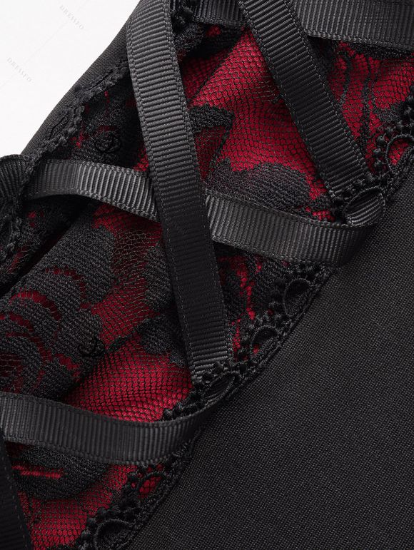 Women Outfit Bandage Women Corset Tank Top and Grommet Leggings Set - Noir S | US 4