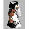 Robe à capuche d'Halloween à imprimé citrouille et tête de mort, style gothique à lacets - Noir XXXXXL | US 20