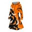 Robe à capuche d'Halloween à imprimé chauve-souris contrasté, mini-robe à lacets et cordons de serrage - Orange XXXXXL | US 20