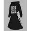 Robe à capuche gothique d'Halloween avec imprimé tête de mort et cordons de serrage - Blanc XXL | US 14