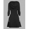 Robe à capuche gothique d'Halloween avec imprimé tête de mort et cordons de serrage - Noir M | US 6