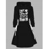 Robe à capuche gothique d'Halloween avec imprimé tête de mort et cordons de serrage - Noir M | US 6