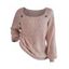 Pull en tricot de couleur unie à col carré et manches lanternes à faux boutons - Blanc S | US 4