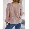 Pull en tricot de couleur unie à col carré et manches lanternes à faux boutons - Rose clair M | US 6