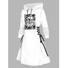 Robe à capuche gothique d'Halloween avec imprimé tête de mort et cordons de serrage - Blanc XXL | US 14