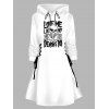 Robe à capuche gothique d'Halloween avec imprimé tête de mort et cordons de serrage - Blanc XXL | US 14