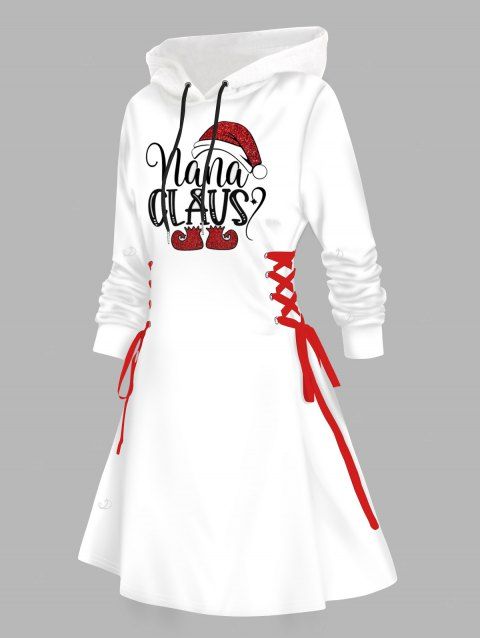 Robe à capuche de Noël à lacets et imprimé chapeau et lettres