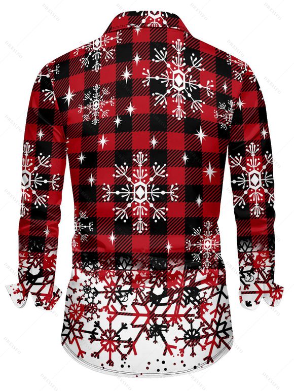 Christmas Couple Outfit Plaid Snowflake Print Lace Up Hoodie Dress and Shirt Set - Rouge foncé S | US 4