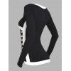 Haut colorblock à col en V et manches longues à ourlet superposé et boutons factices - Noir XXL | US 14