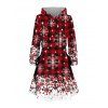 Robe à capuche de Noël à carreaux et imprimé flocons de neige - Rouge Vineux XXL | US 14
