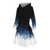 Robe à capuche de Noël à lacets et motif flocon de neige colorblock - Noir XXXXL | US 18